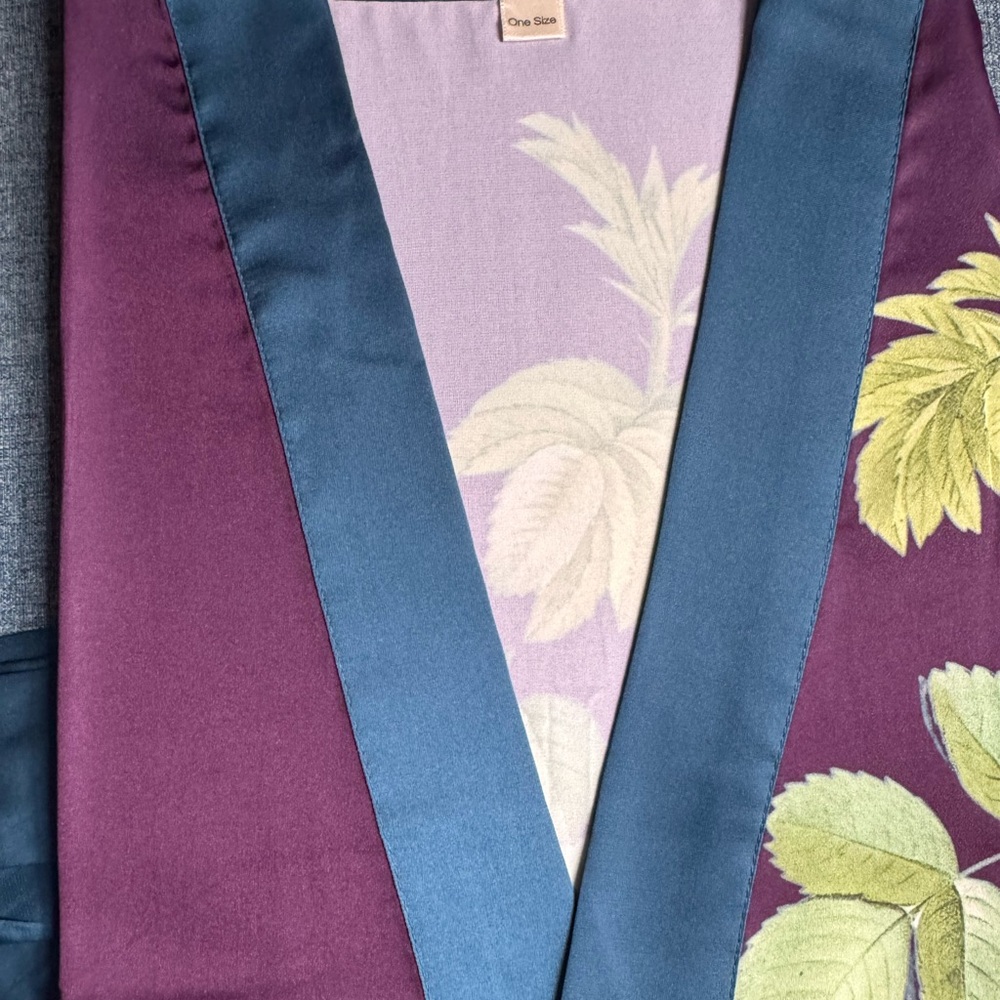 Floral Kimono Robe - Purple and Yellow - Picture 2 of 5